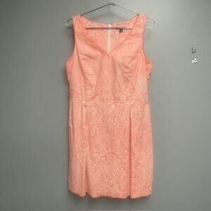 Tommy Hilfiger Paisley Orange & White Sleeveless V-Neck Dress -Women's Size 14
